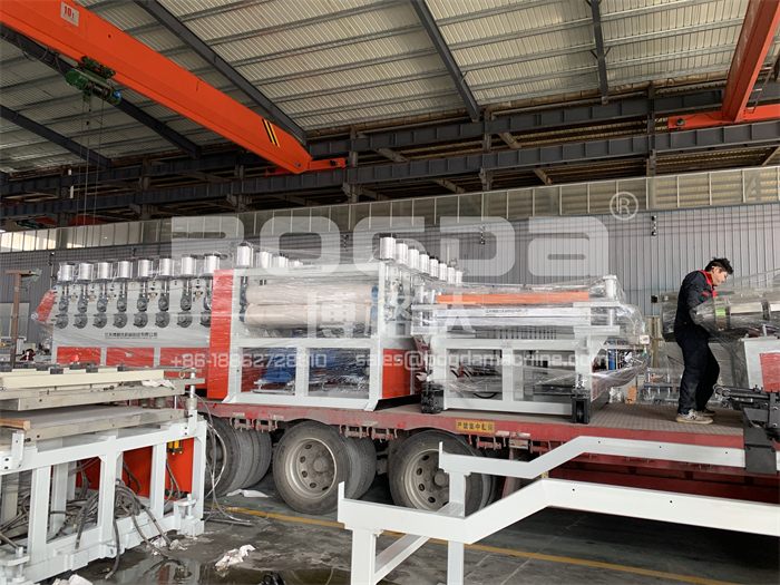 Bogda net redwood veneer foam board production line sent to Hubei