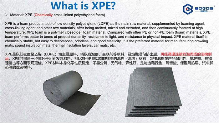 XPE Foam  Crosslinked polyethylene foam