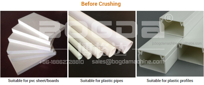 BOGDA Recycle Mechanical Model 800 PVC Plastic Crusher For Crushing Plastic Pipe PVC Panel