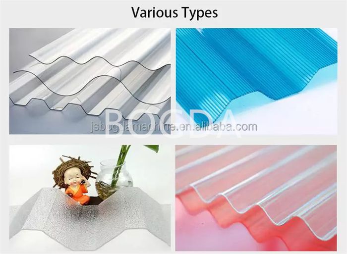 BOGDA Roof PC Hollow Core Sunshine Board Polycarbonate Corrugated Lexan Sheet Making Machine