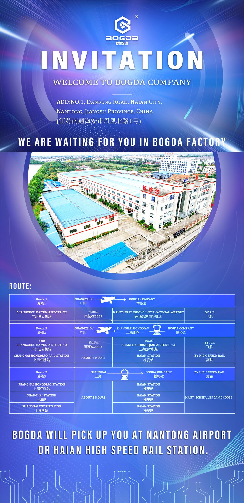 INVITATION ! Welcome to visit our Bogda Machinery Company！
